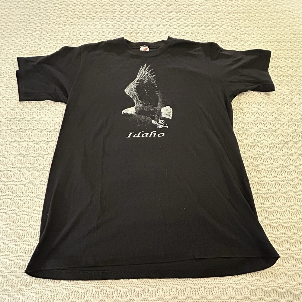 Vintage Idaho Eagle 1987 Single Stitch Men's XL Jerzees Black Tee Shirt